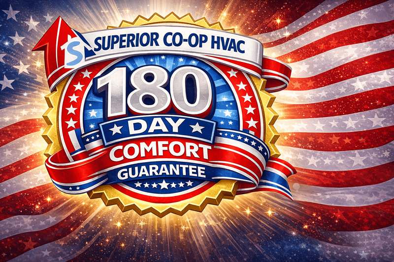 Superior CO-OP HVAC 180-Day Comfort Guarantee badge