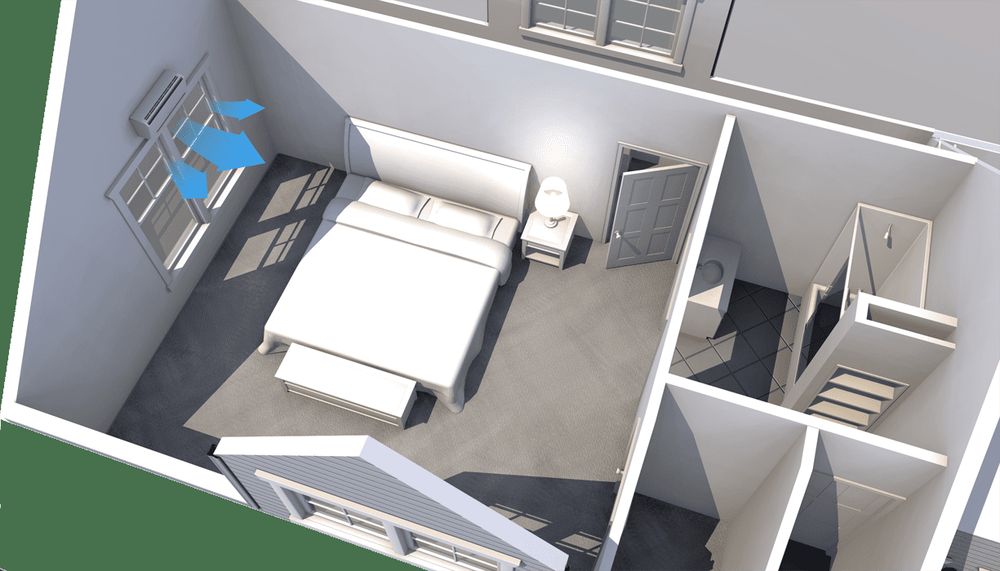 Cutaway of a home showing zoned ductless heating and cooling
