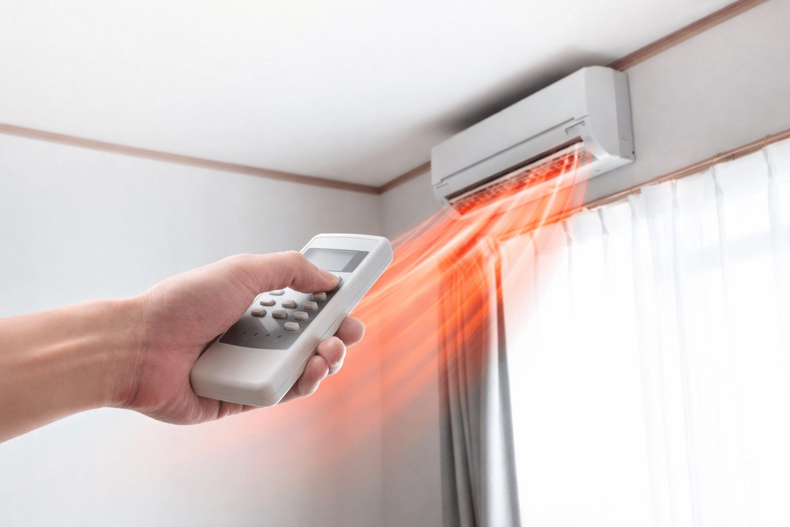 Warm air from a Mitsubishi wall-mounted heat pump unit